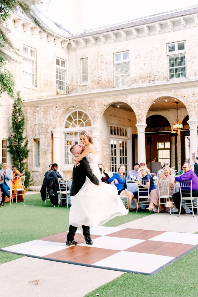 Bride and Groom First Dance at Bella Cosa Wedding Venue