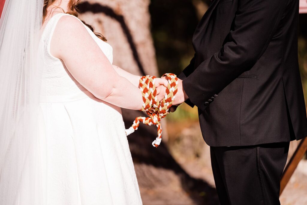 Hand fasting ceremony at the Granville Plantation wedding venue. 