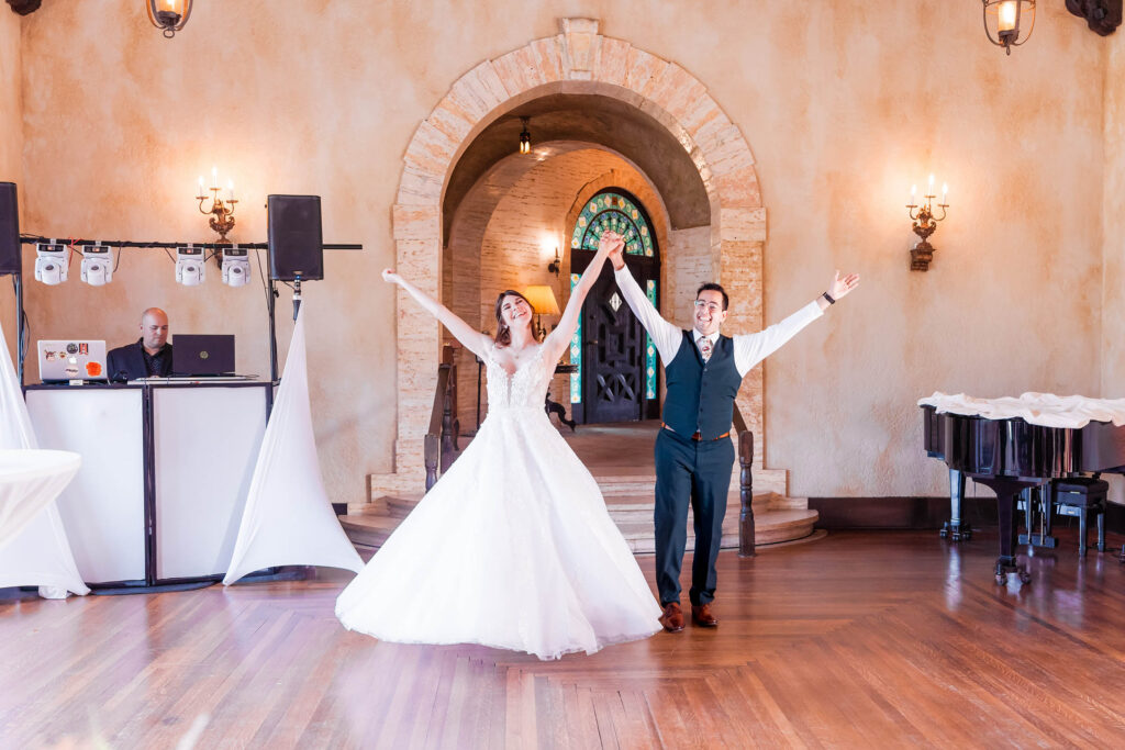 Bride and Groom entrance at the Howey Mansion ballroom