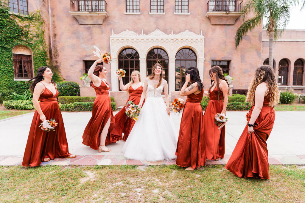 Bridesmaids Portraits at The Howey Mansion Wedding Venue