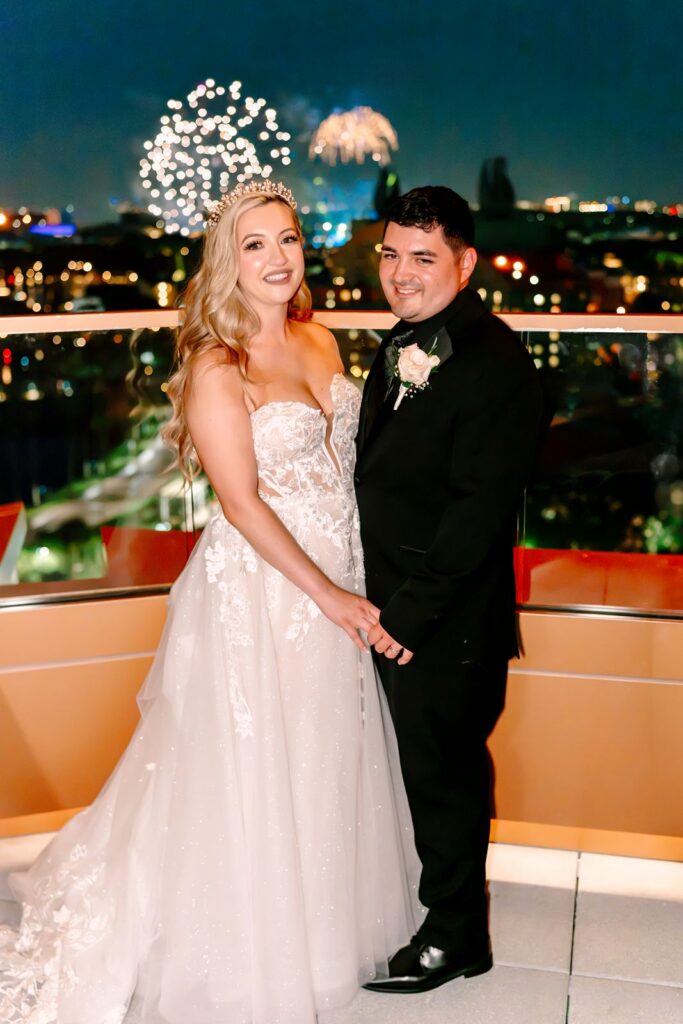 Walt Disney World Swan Reserve Vue Ballroom Wedding fireworks